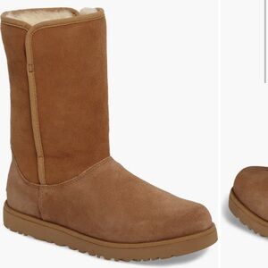 New Ugg Michelle Suede Shearling Boot Chestnut Brown Sz 12